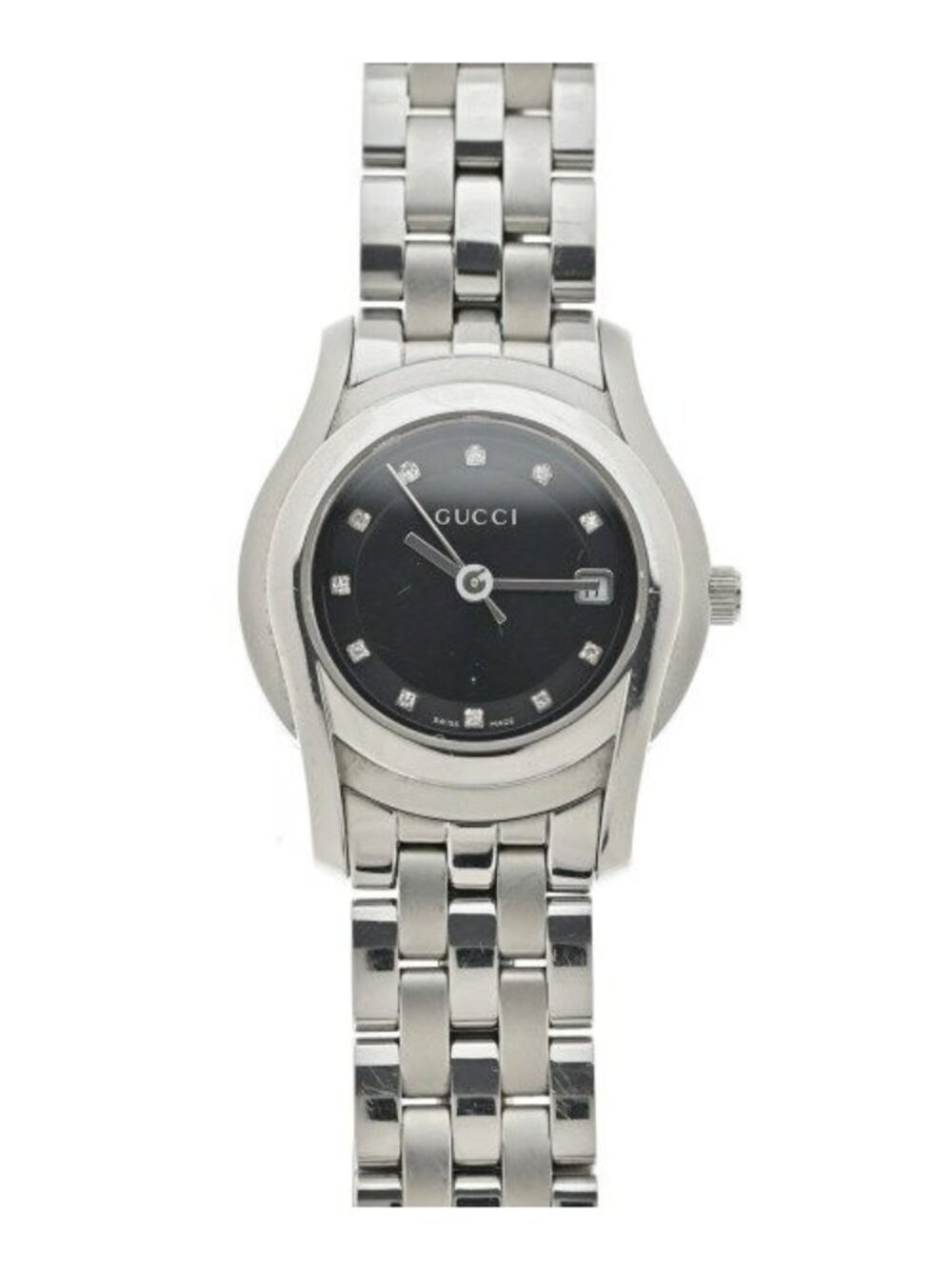 Gucci G-Class 5500L Diamond Quartz Watch Stainless Steel Silver